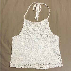 Full Tilt White Cropped Backless Tank Top